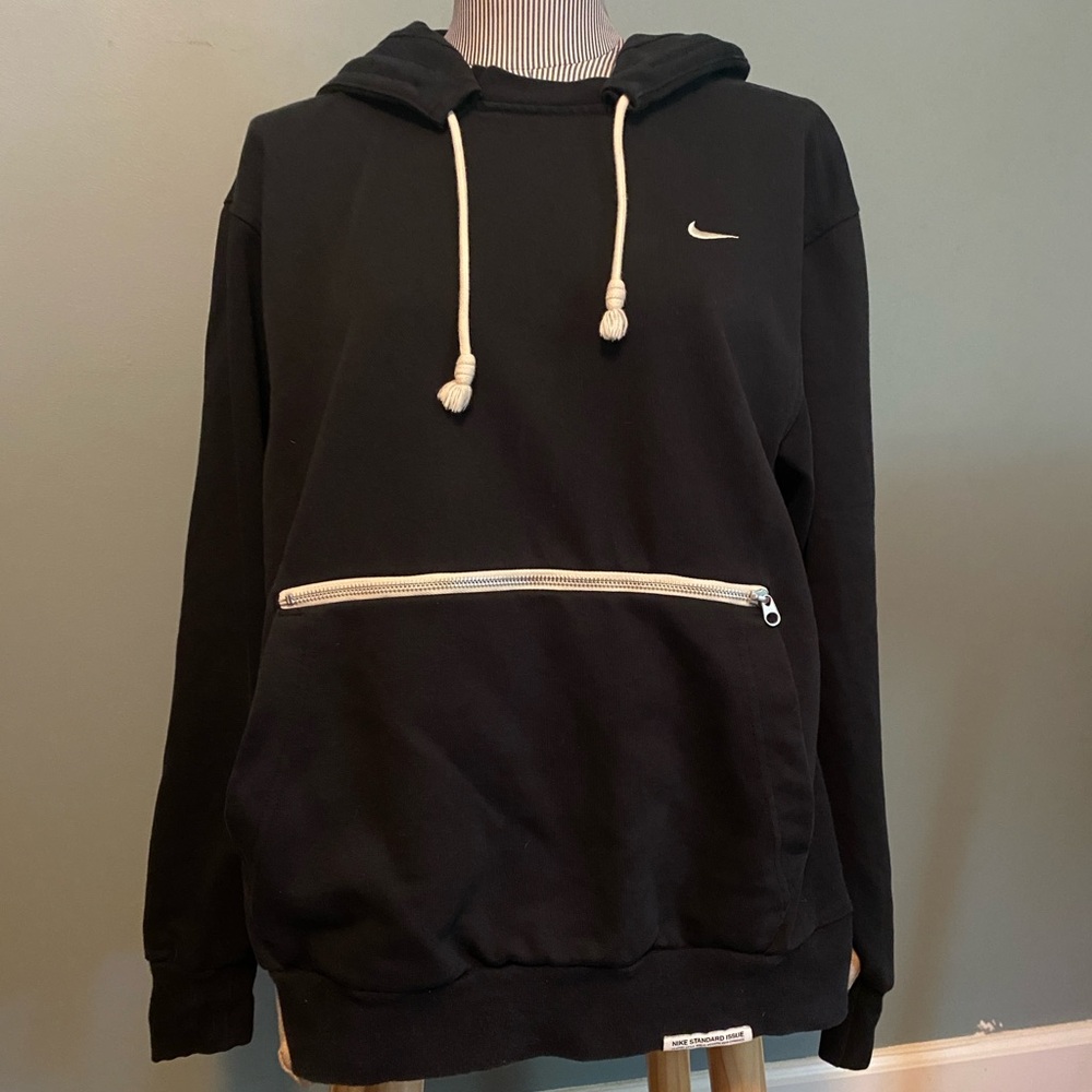 Nike Men's Black Hoodie with White Accents